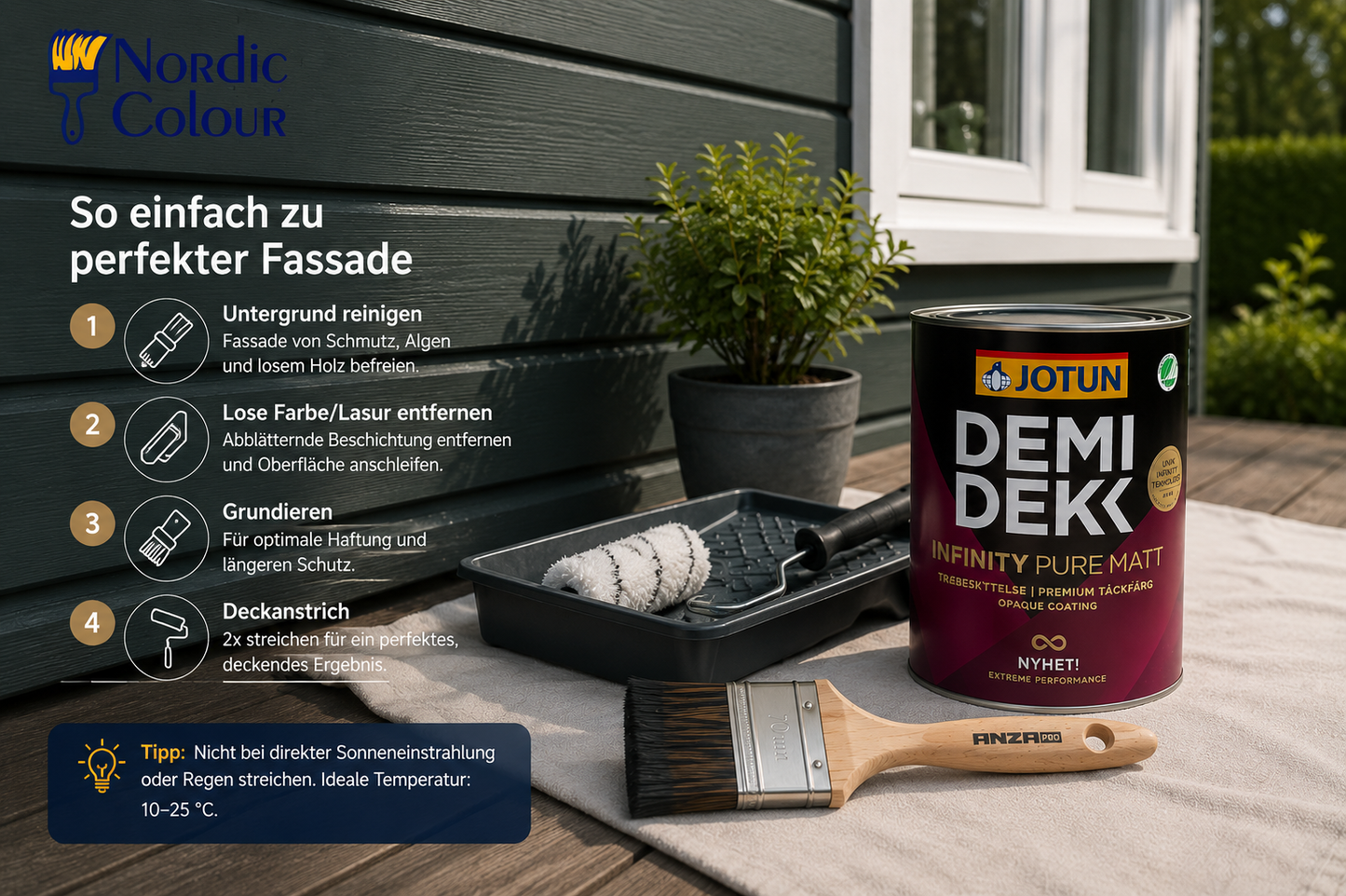 JOTUN DEMIDEKK INFINITY PURE MATT getönt - deckend matte Holzfarbe f. außen
