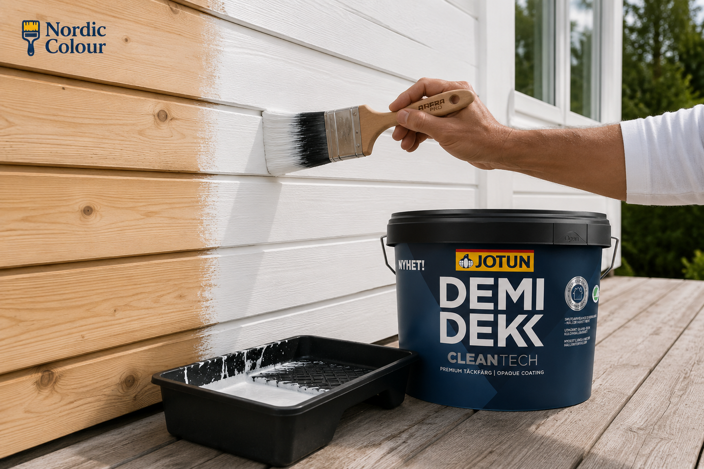 JOTUN DEMIDEKK Cleantech weiß - deckende Holzfarbe f. außen