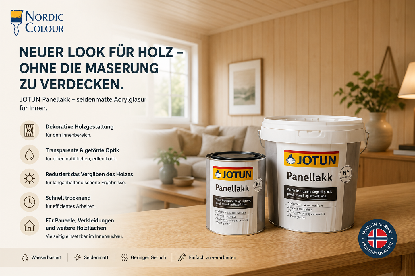 JOTUN Panellakk - seidenmatte Acryllasur für Innen